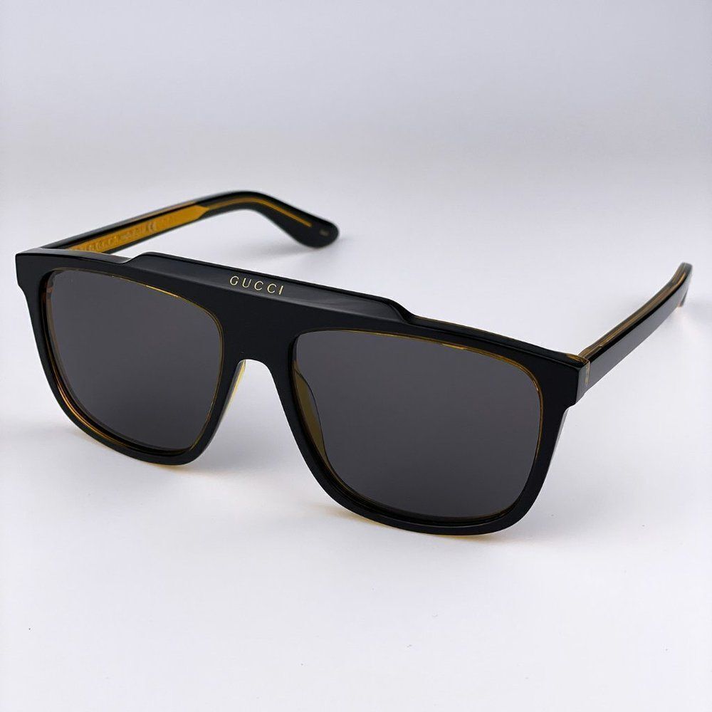 NEW GUCCI GG1039S 001 Black/Yellow Gray Aviator Plastic Men Sunglasses - Picture 4 of 13
